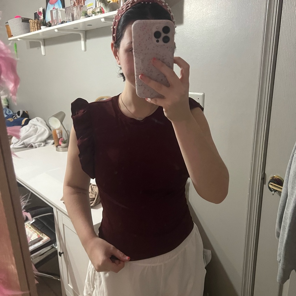 maroon red business casual top